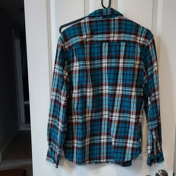 Coleman teal and red plaid flannel shirt - Picture 5 of 7